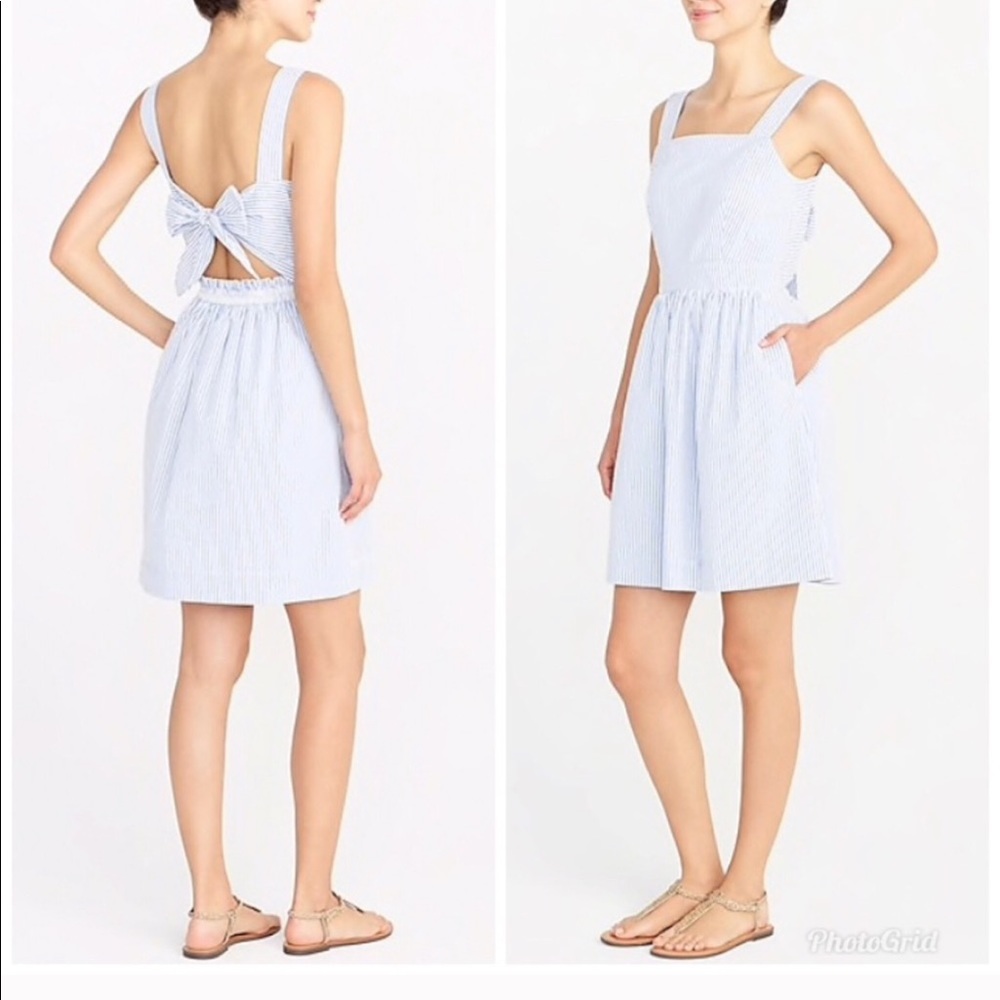 Cute J Crew blue and white tie back dress